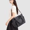 Bolsa Tote de Lona Color Sólida com Múltiplos Bolsos de Grande Capacidade Bolsa de Ombro Feminina Vintage para o Dia a Dia Bolsa Transversal
