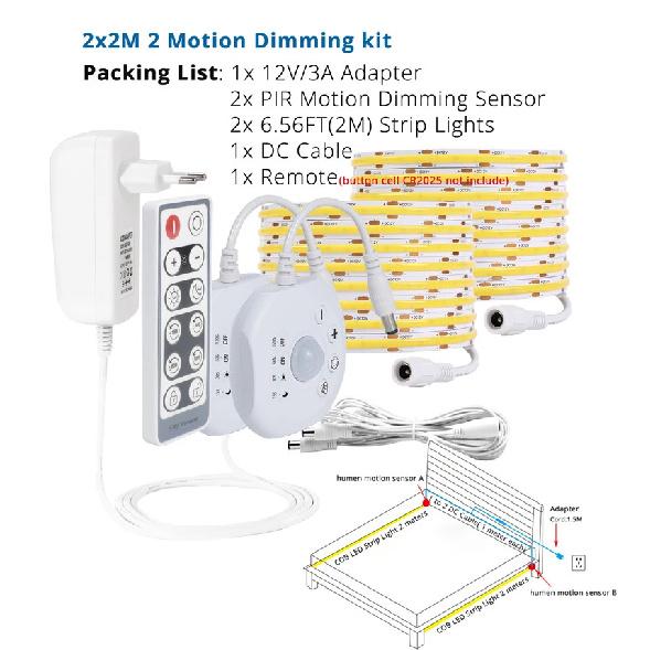 Single Double Human Sensing Light Tape Set Motion Activate Under Bed Stairs Corner Passageway Lighting Automatically Turn on off