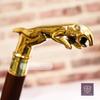 Jaguar Handle Brass Wooden Victorian Foldable Cane Collectible Men