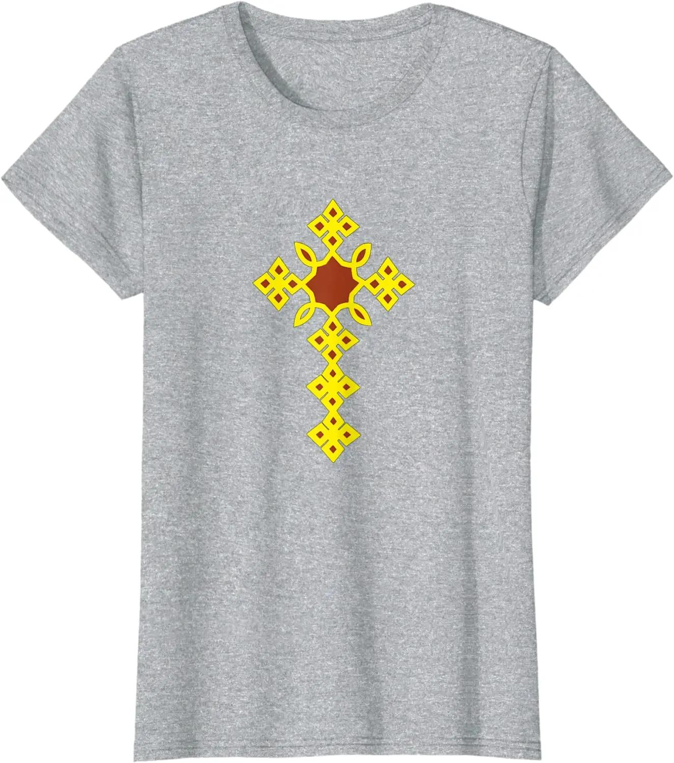 Traditional Ethiopian Cross Art Men TShirt Short Sleeve Casual Cotton ONeck Summer Shirt S