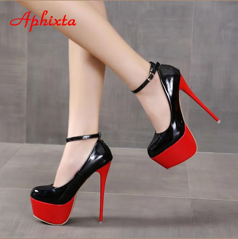Mode Aphixta 2025 Vente Chaude Escarpins de Danse Disco pour Fête Femmes Plateforme 5,5 cm Boucle de Ceinture Talons Fins Super Hauts 16 cm Escarpins de Mode
