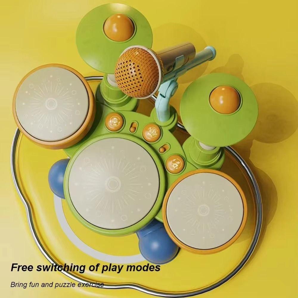 Wear Resistant Kids Drum Set Light Up Musical Montessori Toys Jazz Drum Set Toys Early Educational