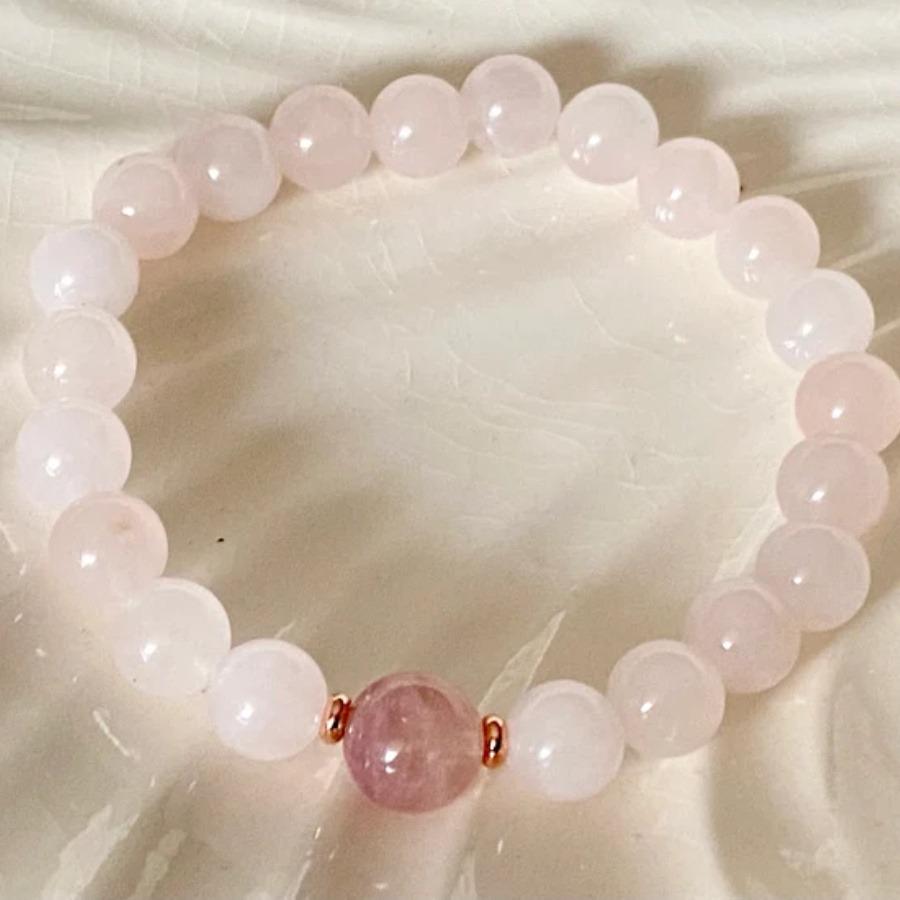Natural Rose & Strawberry Quartz Pink Fashion Bracelet