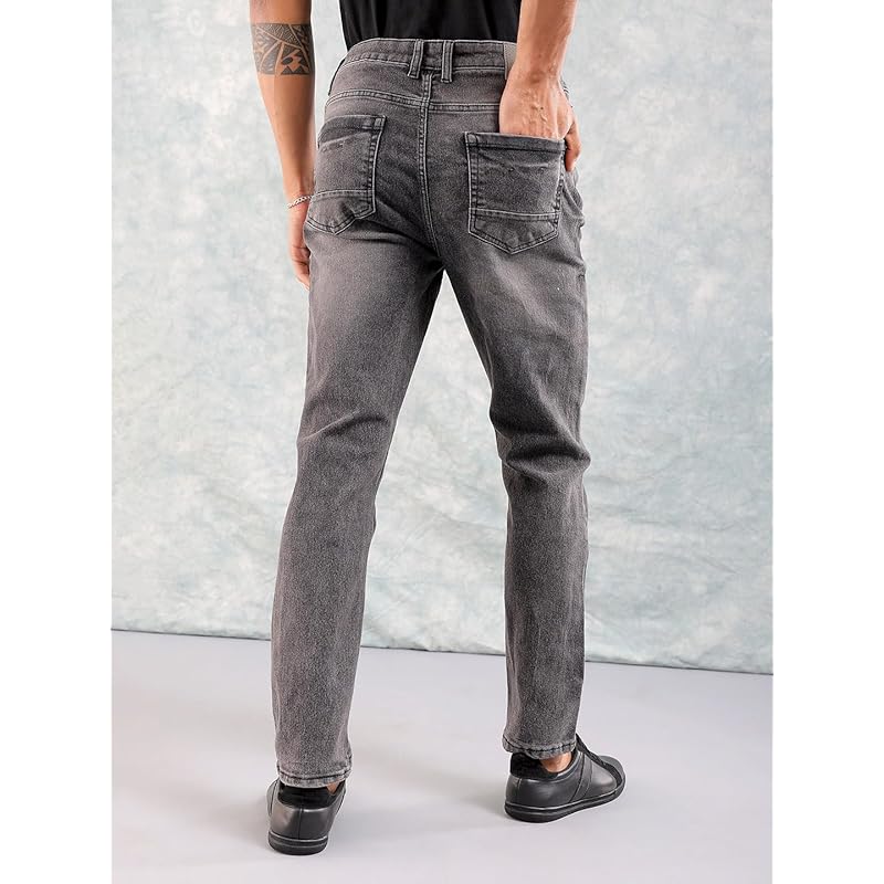 The Indian Garage Co Men Slim Fit Solid Mid-Rise Jeans Black 34 чёрный