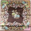 New Style Female Satin Red Big Square Silk Scarf Printed, Women Coffee Silk Scarf Hijab Wraps For Summer,Autumn 90*90cm
