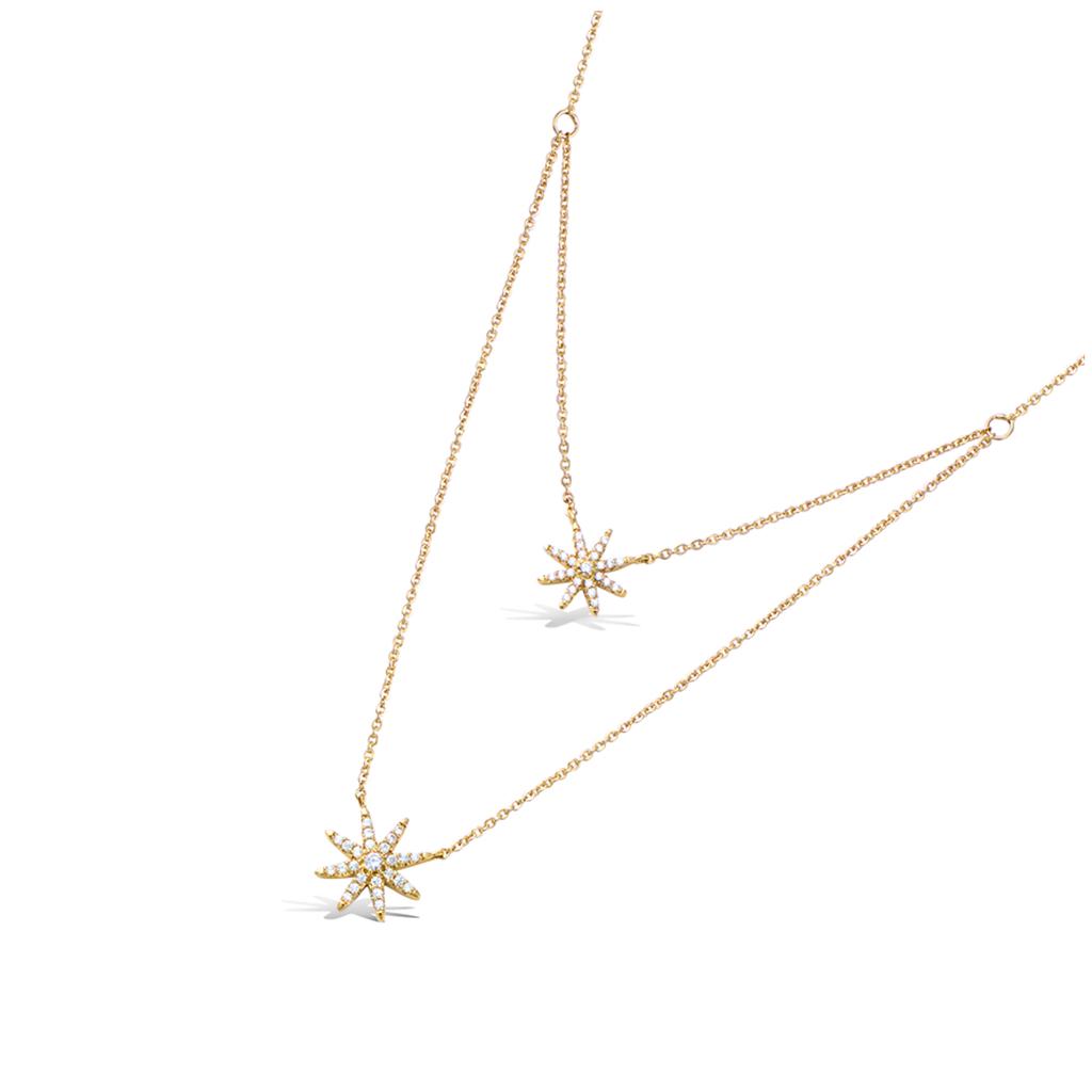 Les Trésors De Lily [Q4035] - Gold-plated Necklace 'Etoile Du Nord' White Gold - 13 and 10 Mm