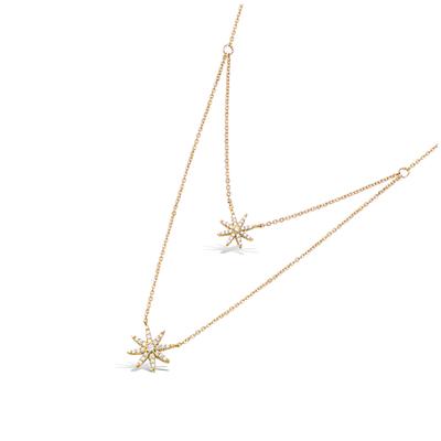 [Q4035] - Gold-plated Necklace 'Etoile Du Nord' White Gold - 13 and 10 Mm