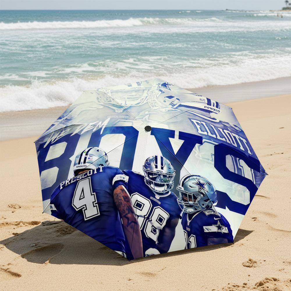 1 Stück Automatischer Faltregenschirm - Dallas Cowboys Muster, Tragbares & Faltbares Design mit 8 Speichen, Weihnachts-Geburtstagsgeschenke
