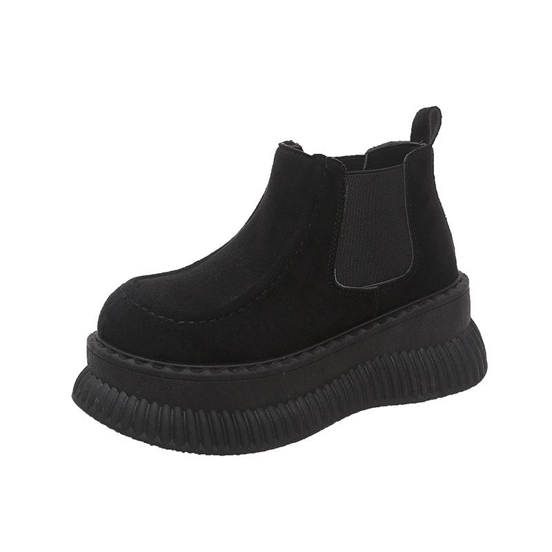 

Yueyu ботинки Мартин на толстой подошве женские 2025 новые осень-зима увеличивающие рост в британском стиле универсальные увеличивающие рост маленькие короткие ботинки 40 чёрный