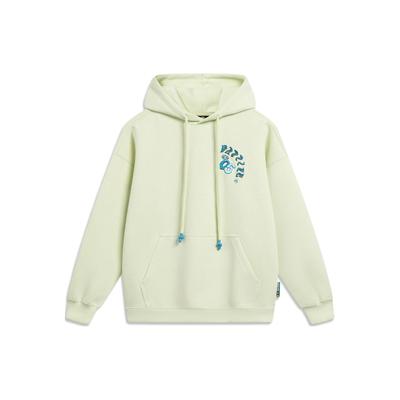 Li Ning Badfive Letter Print Pullover Hoodie Men Sweatshirts Jade-Green AWDU085-5