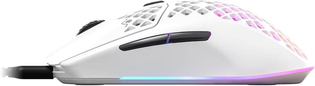 SteelSeries Aerox 3 Snow Wired Gaming Waterproof and with TrueMove Core Sensor and Super Mesh Cable Mouse, Ultra-Lightweight, IP54-Rated, Dustproof,