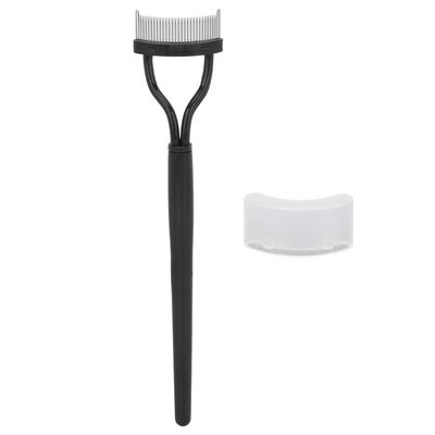 Eyelash Comb Curved Design Separate Cover Stainless Steel Material Black Straight Handle Lash Separator for Beauty Care