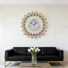  Wall Clock Metal None-Ticking Silents Clock Crystal Peacocks Digital Wall Clock