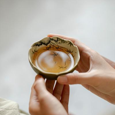 Handbemalte goldene Bambus-Antik-Keramik-Meistertasse Kung-Fu-Teeset Blumentülle Teetasse Haushalts-Teetasse