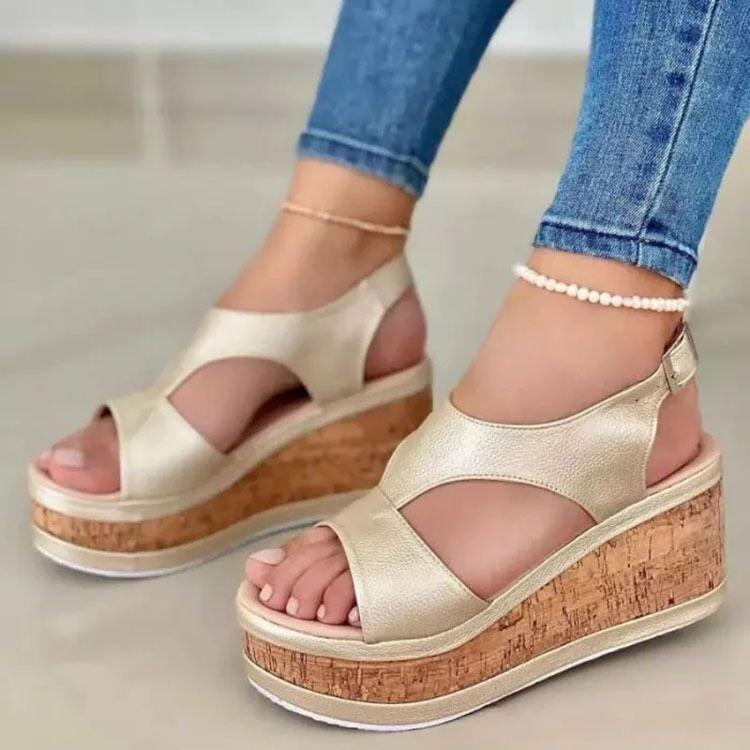 2022 Summer Women's Open-Toe Wedge Platform Sandals - Thick Sole Casual Roman Style Shoes