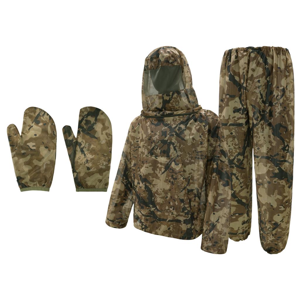 Outdoor-Mückenschutzanzug mit Kapuze, Netzjacke, Hose und Handschuhen, atmungsaktive, leichte Insektenschutzausrüstung für Wandern, Camping