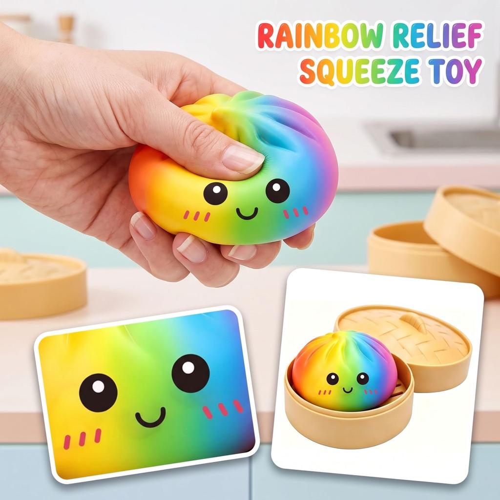 Steamed Bun Stress Toy - Soft Cute Face Decompression Toy for Adults and Kids