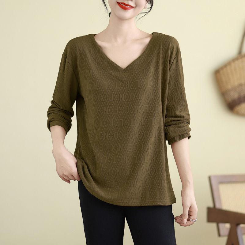 

Большой размер женский свободный утягивающий топ женский с длинными рукавами осень-зима плюс бархатный с длинными рукавами V-образный вырез 3XL трава зеленый