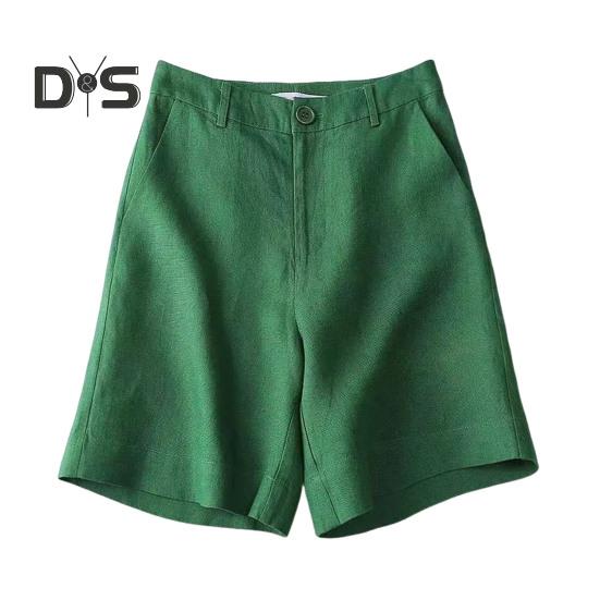 

Женские шорты с высокой талией, застежкой-молнией, повседневные короткие брюки с карманами, однотонные, свободного кроя, длиной до колена M зелёный