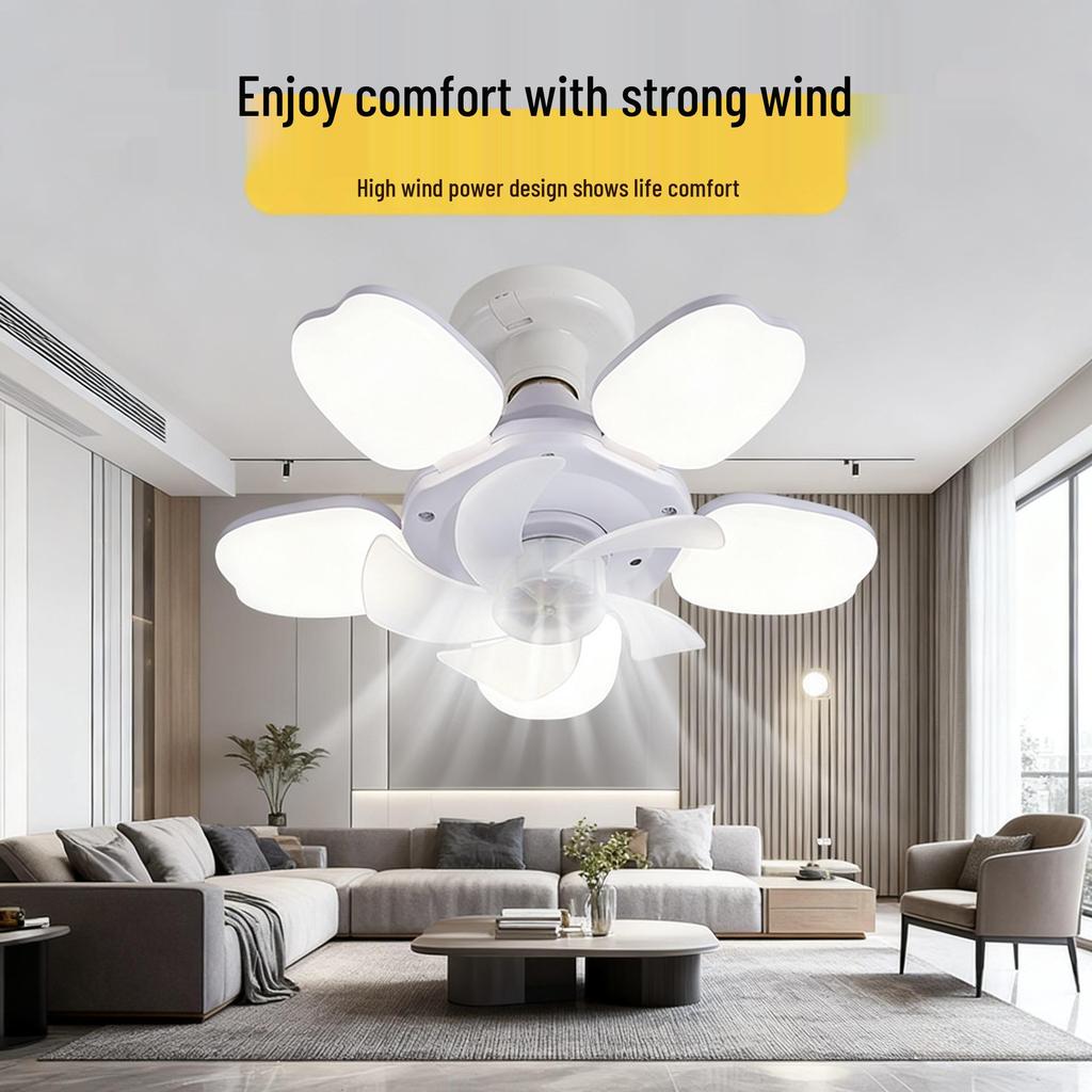 Modern LED Five-Leaf Apple Fan Light for Bedroom, Living Room, Dormitory - Dimmable Ceiling Fan