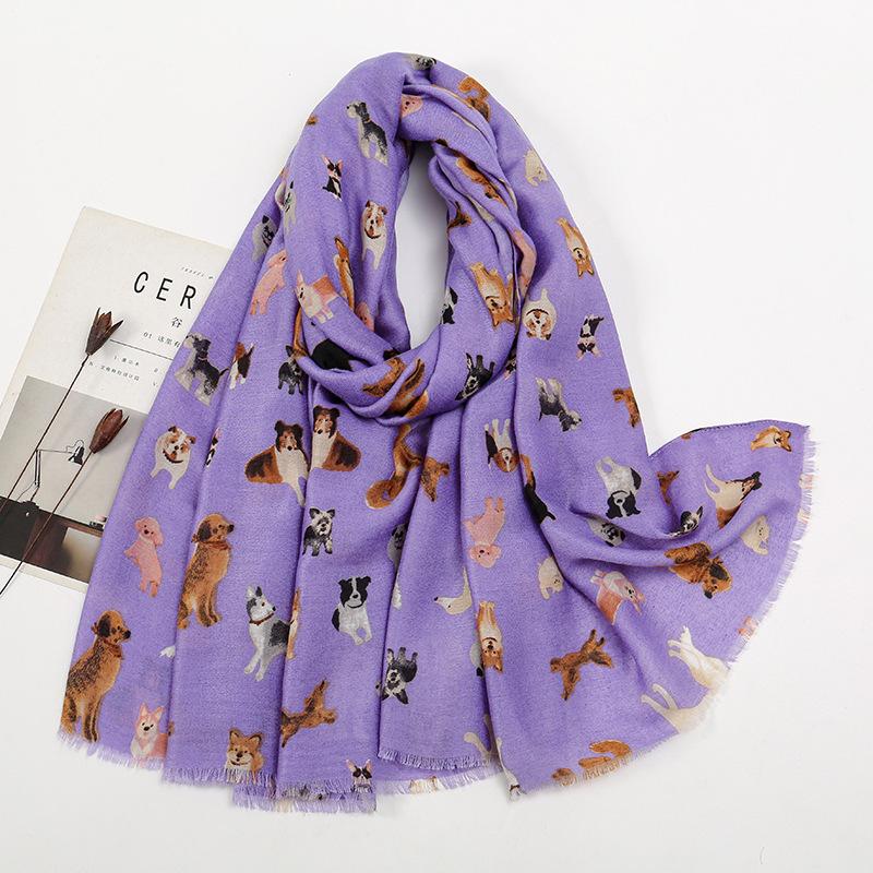 Dachshund Dog Cat Pattern Fringe Viscose Shawl Scarf Women Print Soft Versatile Coldproof Scarfs And Wraps Pashmina Muslim Hijab
