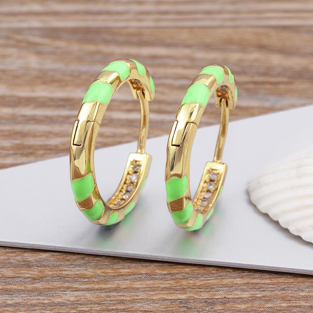 Nidin High Quality 6 Candy Colors Inlaid Zebra Stripe Pendant Earrings Enamel Oil Dripping Women's Simple French Jewelry Gifts