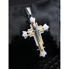 Stainless Steel Cross Pendant Necklace Men Women Geometric Layered Design Gold Black Finish 51-60cm Chain Length