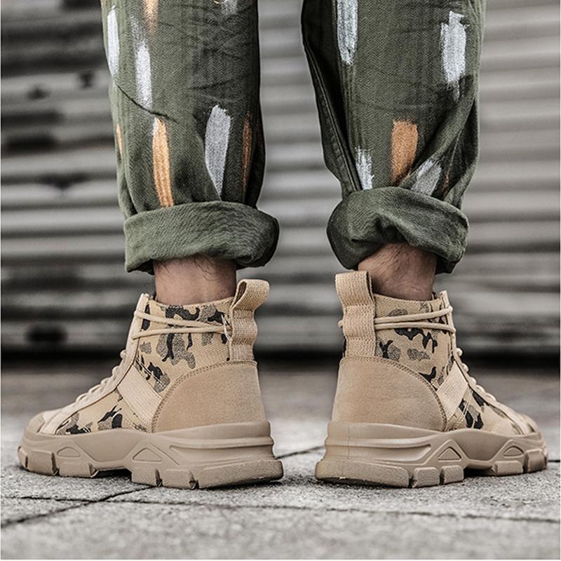 Fashion Men Boots  Boots Lace Up Outdoor Hiking Shoes Light Non-slip Mens Platform Desert Ankle Boots