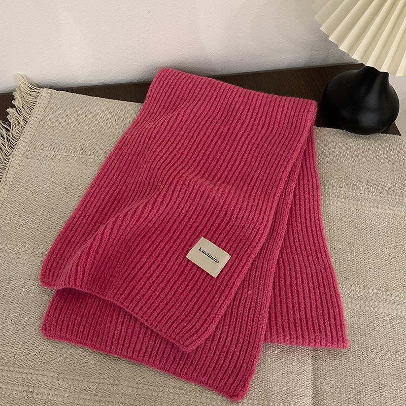 Solid color knitted scarf women's autumn and winter Korean version of student wool versatile warm thickened scarf couple trendy male couple