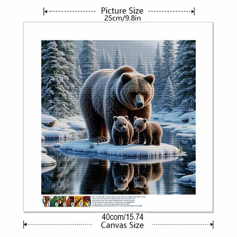 New Arrival 5D DIY Full Circle Diamond Painting "Bear and Cub" Embroidery Cross Stitch Home Decor Gift