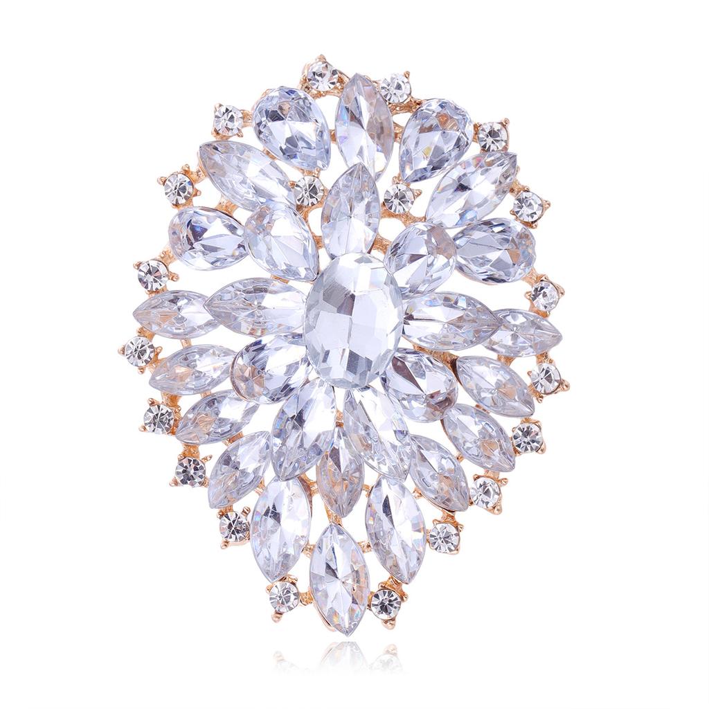 Fashion Rhinestone Crystal Flower Shape Brooches For Women Clothing Coat Jeweley Accessries Gifts