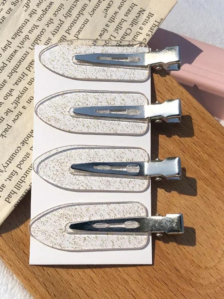 

Side Bangs Barrette Women Makeup Washing Face Accessories 4pcs Set No Bend Seamless Hair Clips Girls Styling Hairpins Size fits all прозрачный