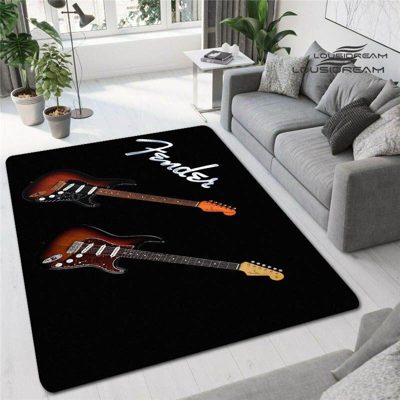 Tappetini stampati in 3D con chitarra colorata per soggiorno, tappeti antiscivolo, camera da letto, comodino, decorazione moderna per la casa, tappetini lavabili