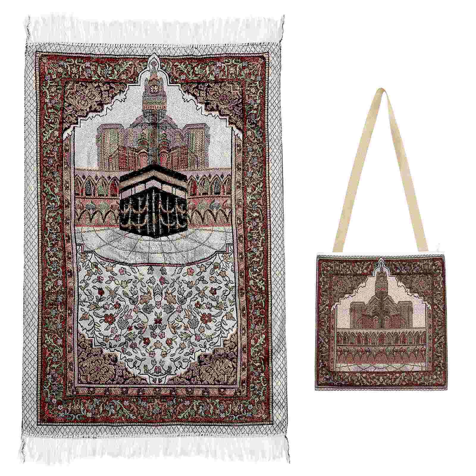 

3.8Ft Premium Vintage Floral Pattern Tassels Muslim Prayer Rug High Quality Portable Meditation Carpet Foldable Lightweight With Customize