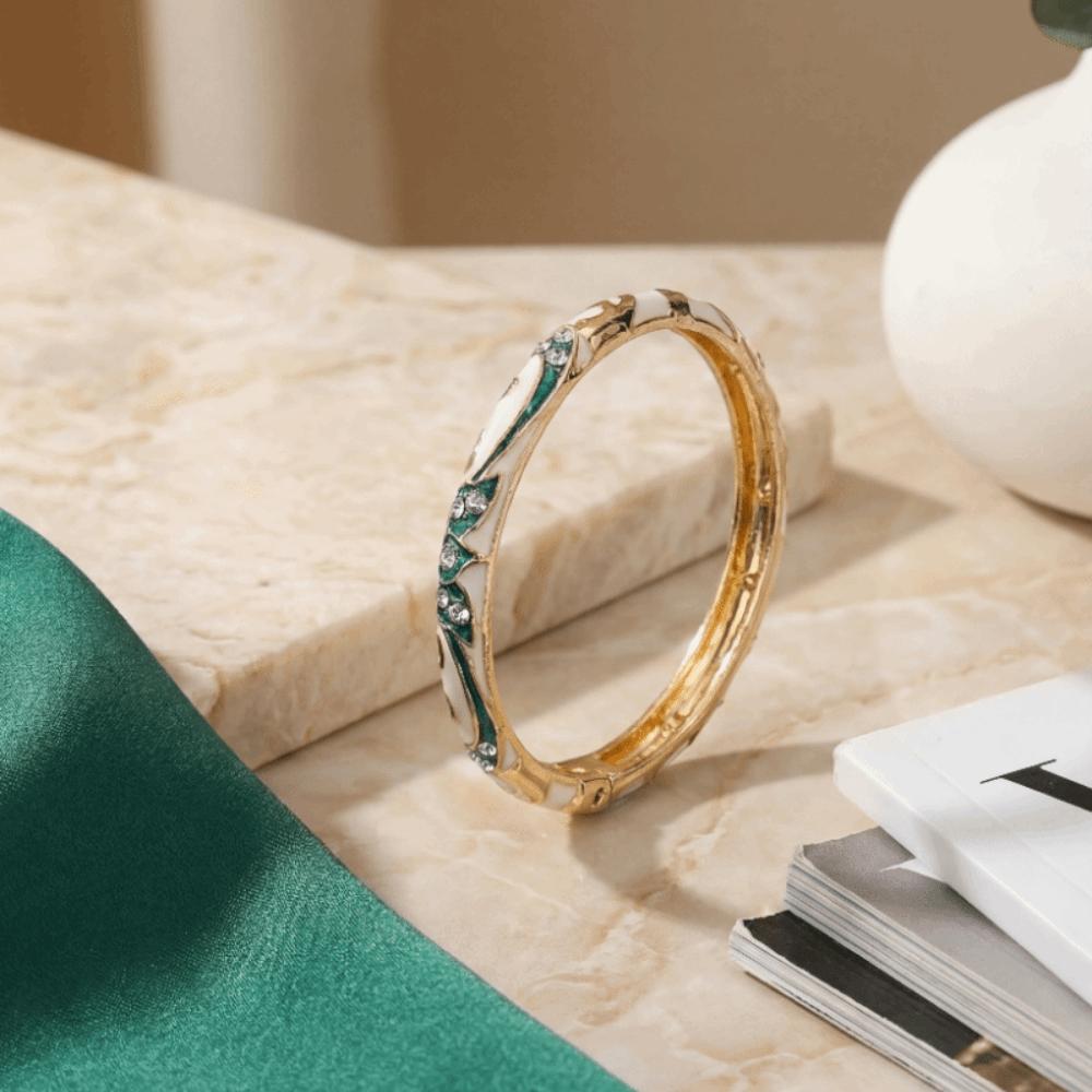 Eleganter Cloisonné Offener Armreif Zink Zink Zinklegierung Retro Hof Blumiger Armreif Vintage Emaille Armband Mode