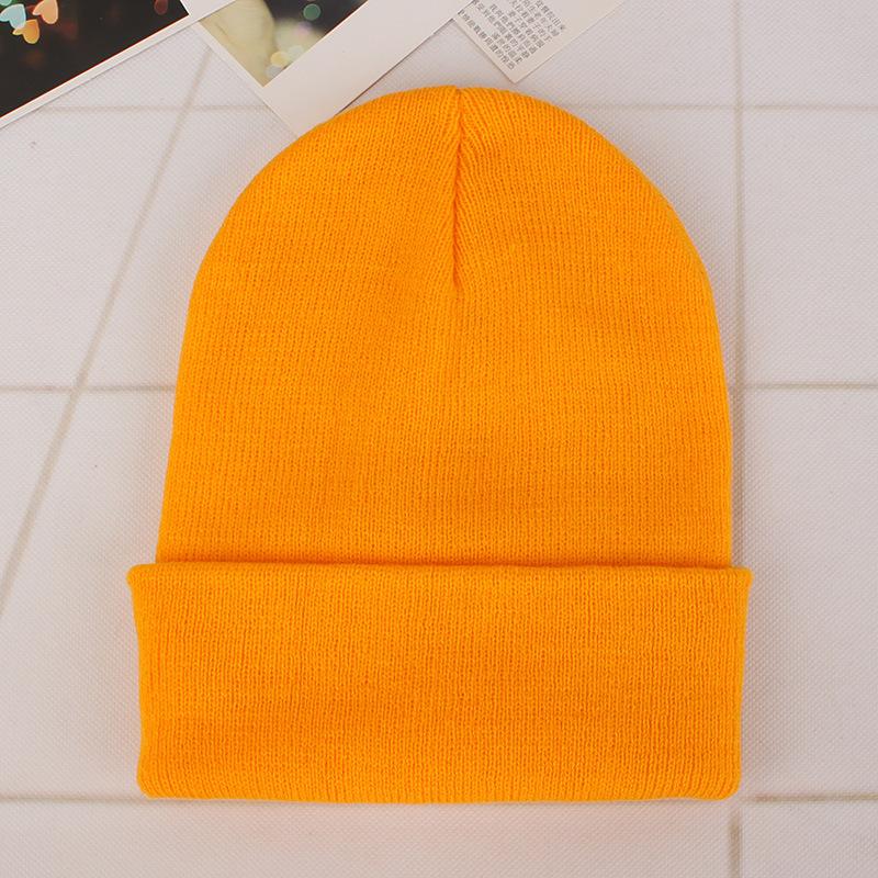 Unisex Fluorescent Acrylic Beanie – European and American Candy Color Knit Hat for Autumn and Winter