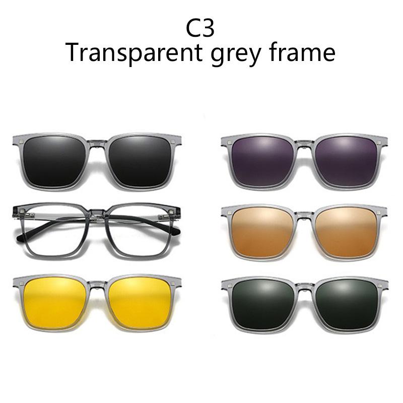 

1/6 IN 1 Magnetic Clip-on Sunglasses Tinted Lens Myopia Glasses Frame Night Vision Driving Glasses UV Protection 6 IN 1