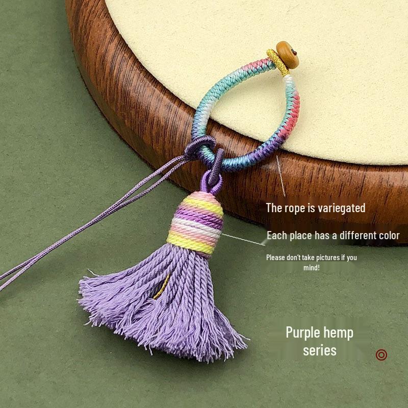 Handwoven Gradient Vajra Knot Tassel Cotton Keychain Pendant Accessory