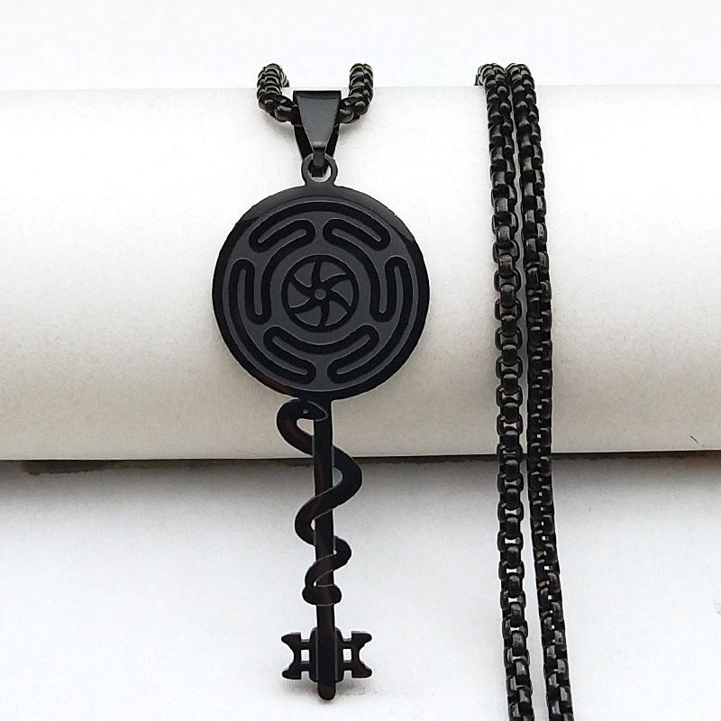 Hexe Hekate Rad Anhänger Halskette Edelstahl Wicca Magisches Symbol Hecate Schlange Schlüsselanhänger Damen Schmuck