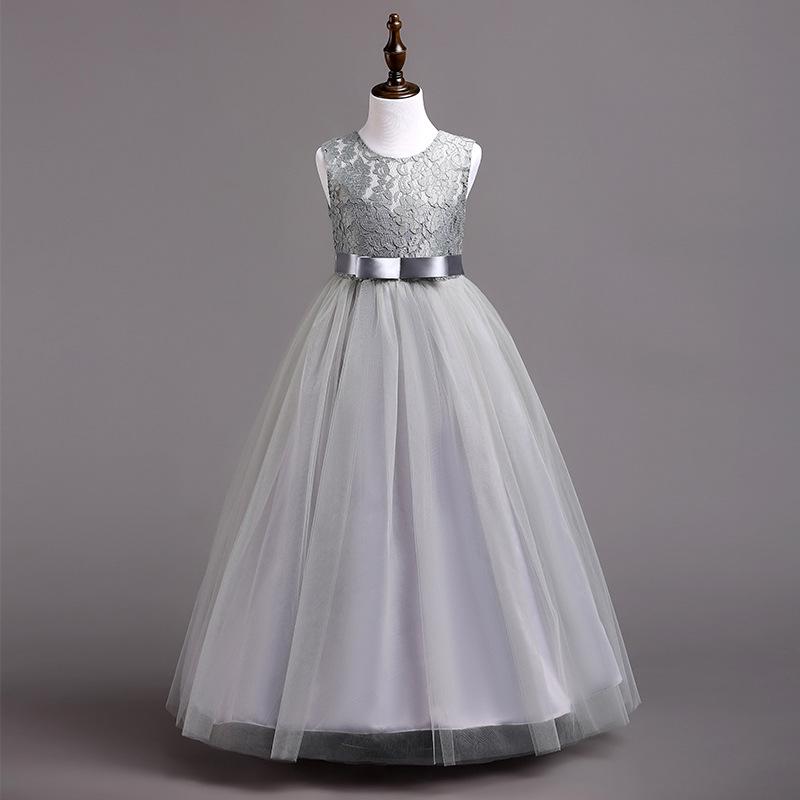 Children's Formal Lace Princess Dress with Long Puffy Skirt for Weddings