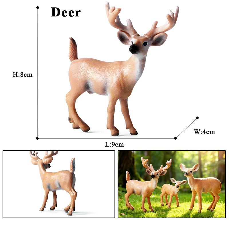 Oenux Forest Deer Animals Simulation Wild White-Tailed Elk Action Figures Moose Figurines Model Decoration Toy Kids Xmas Gift