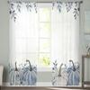 Thanksgiving Eucalyptus Blue Pumpkin Tulle Curtains For Living Room Sheer Curtain For Bedroom Window Blinds Voile Curtains