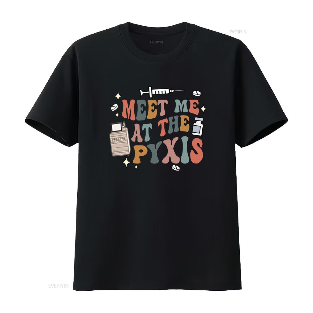 Retro Nurse Humor T Shirt Meet Me At The Pyxis Med Count Pharmacy Tech Surg Icu Nursing Pharm Pharmacist Medication Dispenser