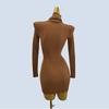 Pile Collar Pure Color Short Silm Hip Knitwear Dress Sweater Inner Soft Stretch Women's Clothing