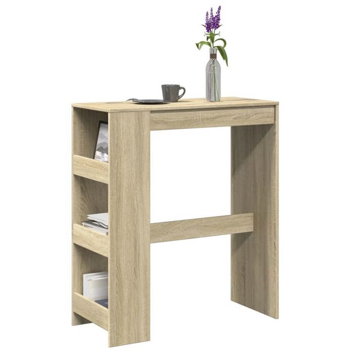VidaXL Table de bar avec étagères chêne sonoma bois d'ingénierie, table de pub, table haute, table de tabouret de bar, table 854375