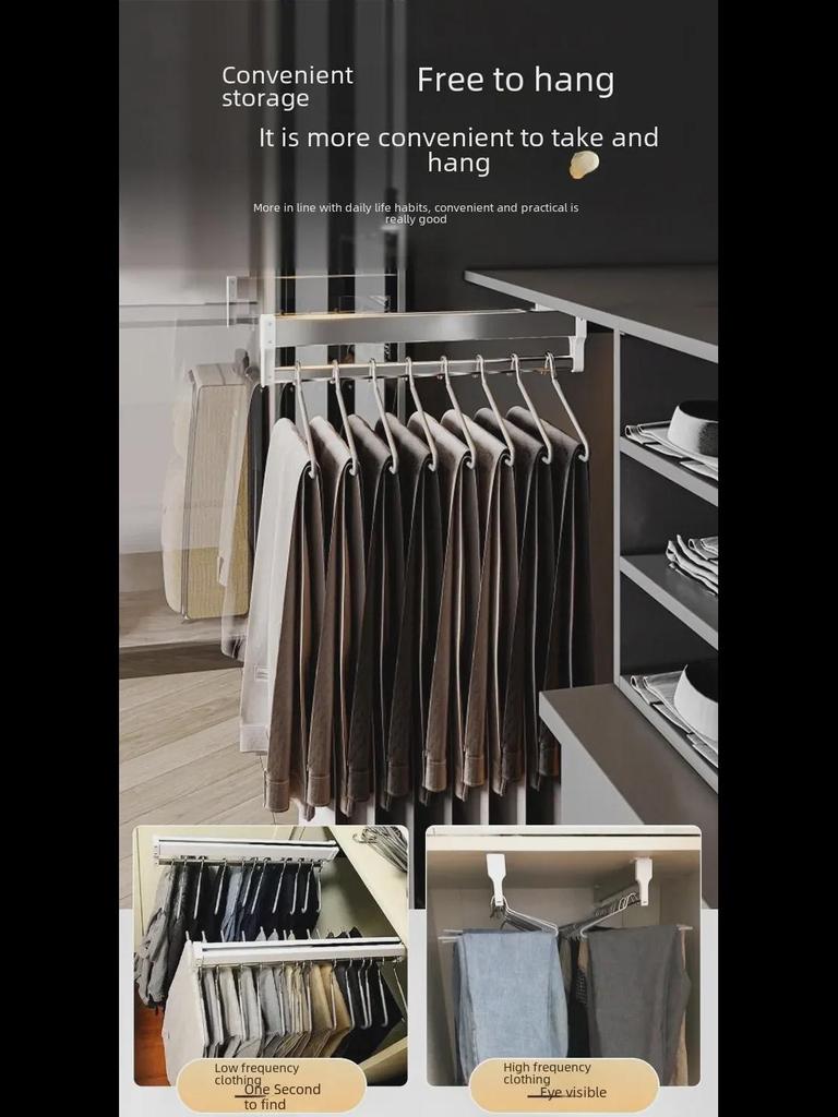 45cm Top-Mounted Telescopic Wardrobe Hanger: Pull-Out Clothes Rack for Cloakroom Storage
