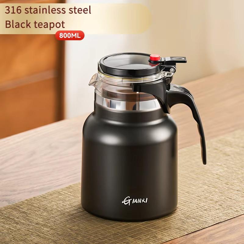 Gianxi Stainless Steel Tea Pot Vacuum Flasks Tea Water Separation Filter Teapot Large Capacity Home Tea Kettle One Button Press
