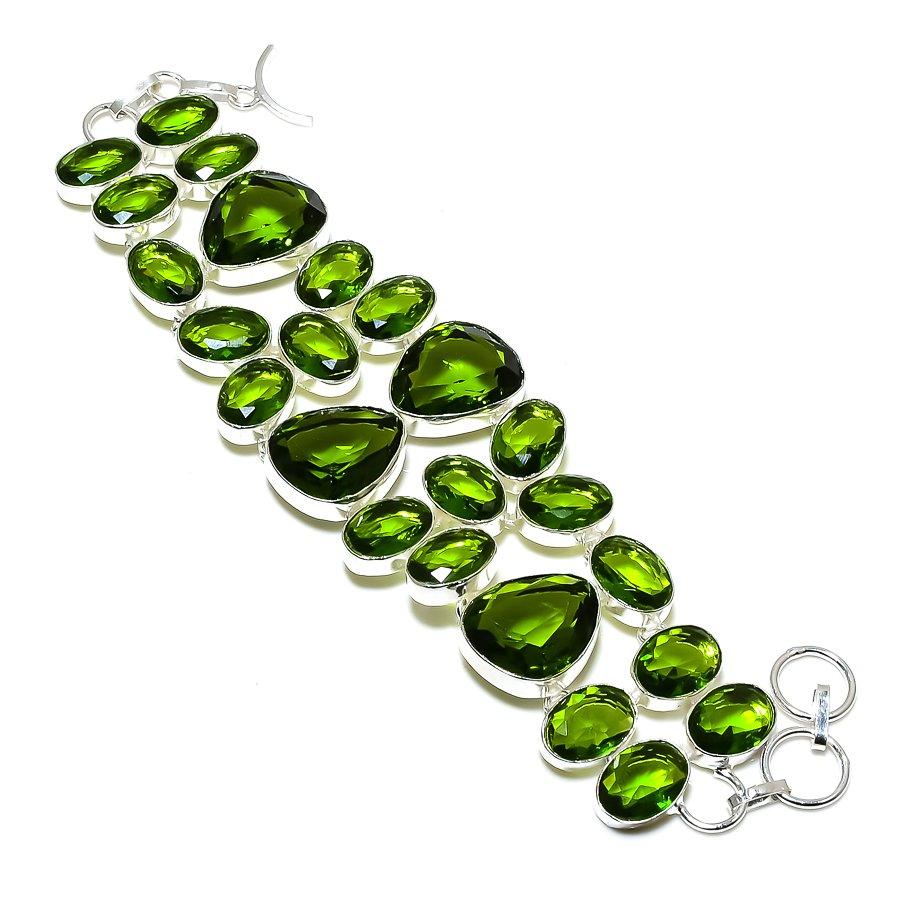 Peridot Ethnic 925 Sterling Silver Jewelry Bracelet 7-8" P4w16