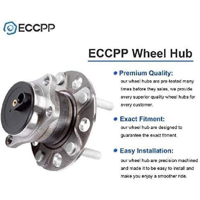 ECCPP Replacement for Pair of 2 New Complete Rear Wheel Hub Bearing Assembly 5 Lugs w/ABS for 07-10 for Dodge 512332 x2
