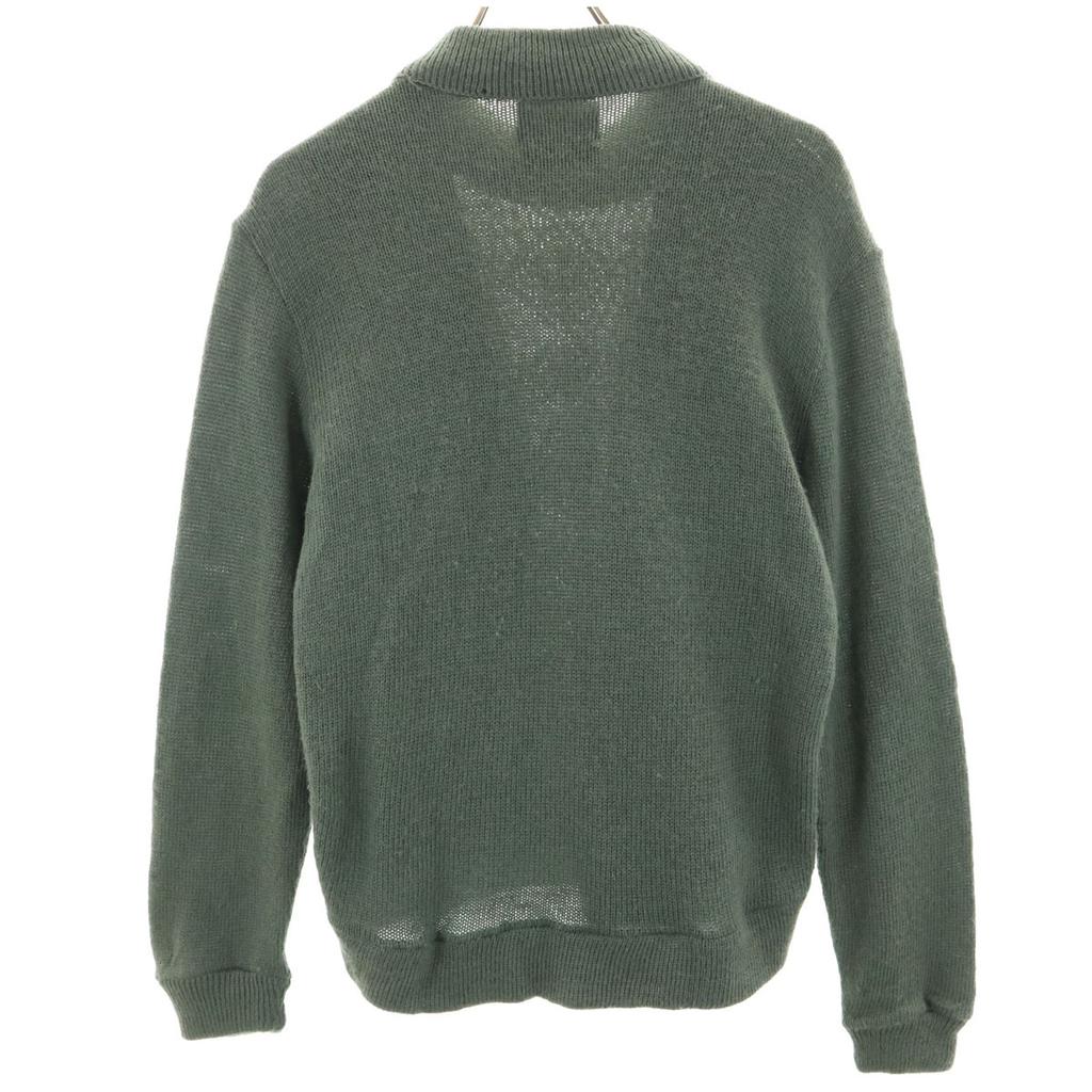 Sears 70s vintage Long sleeve Suede leather switching sweater M knit Men's Used